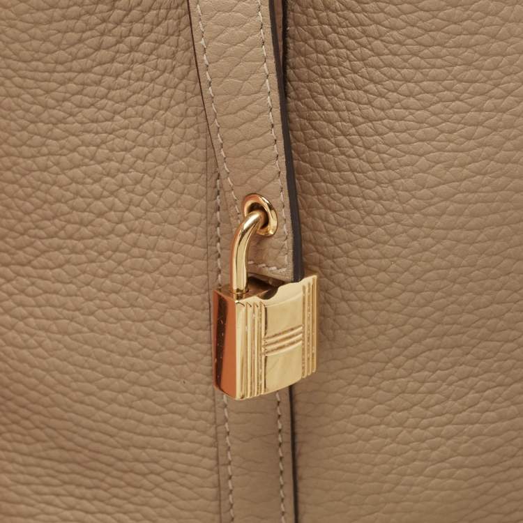 Pre Owned Hermes Beige Marfa Taurillon Clemence Leather Picotin Lock 18 Bag
