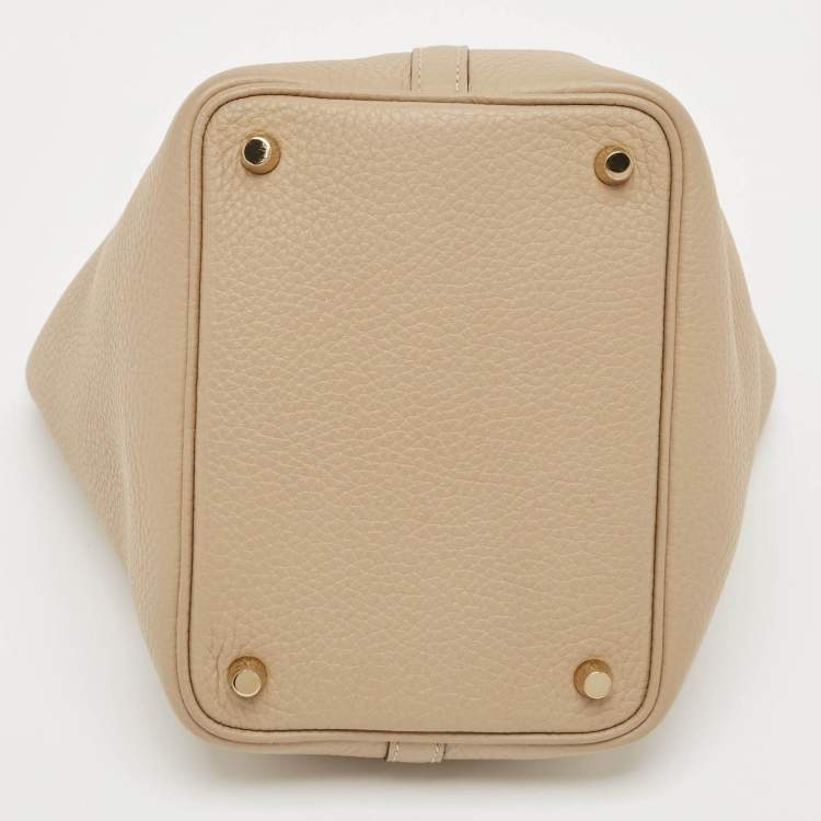 Pre Owned Hermes Beige Marfa Taurillon Clemence Leather Picotin Lock 18 Bag