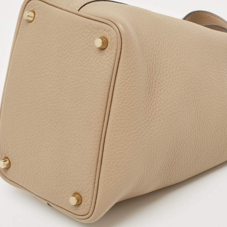 Pre Owned Hermes Beige Marfa Taurillon Clemence Leather Picotin Lock 18 Bag