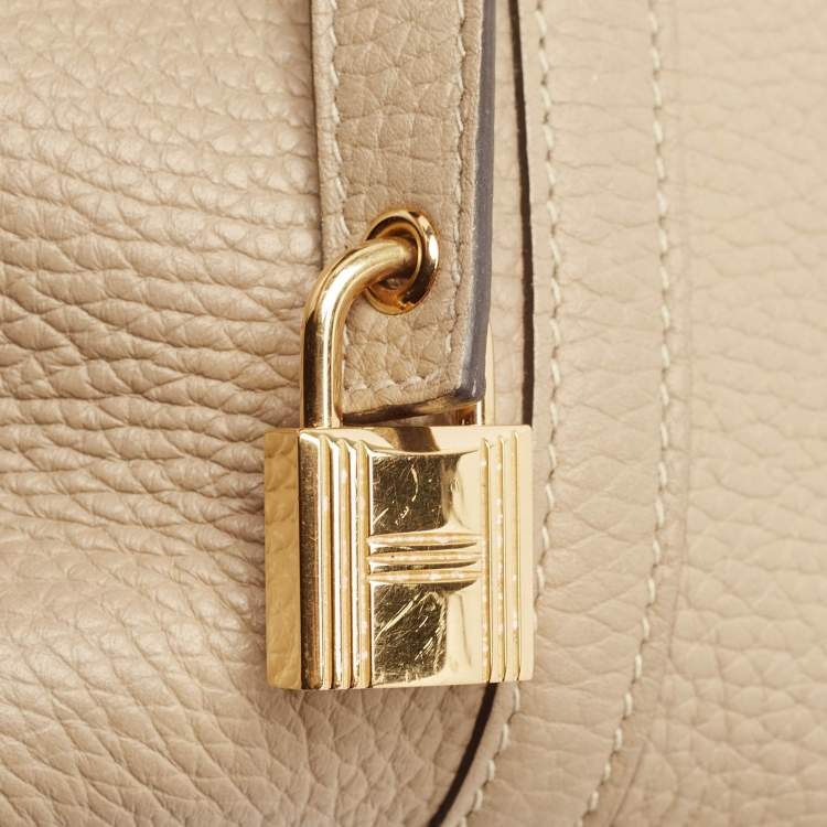 Pre Owned Hermes Beige Marfa Taurillon Clemence Leather Picotin Lock 18 Bag