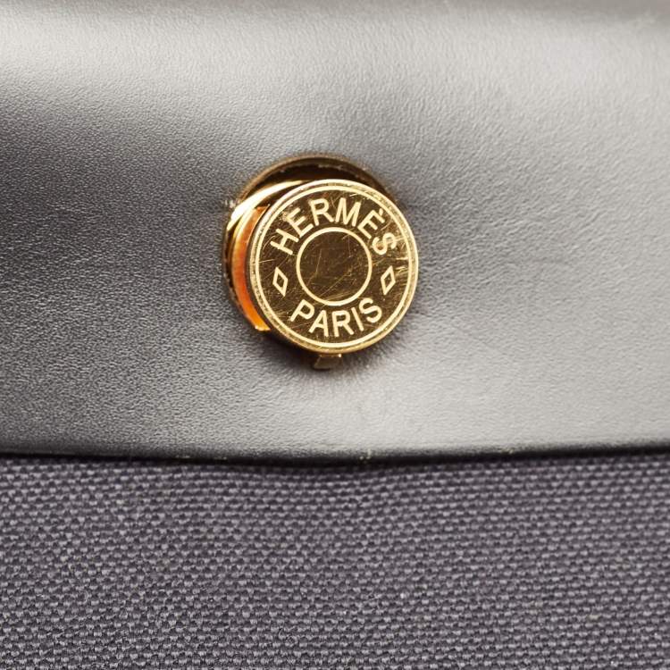 Pre Owned Hermes Noir Toile Militaire and Vache Hunter Herbag 31 Bag