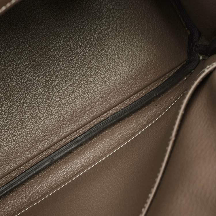 Pre Owned Hermes Etoupe Tadelakt Leather Palladium Finish Birkin 25 Bag