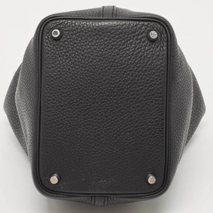 Pre Owned Hermes Noir Taurillon Clemence Leather Picotin Lock 18 Bag