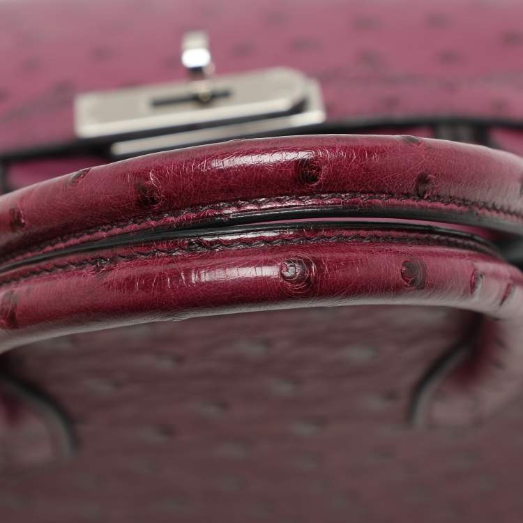 Pre Owned Hermes Violet Ostrich Leather Palladium Finish Birkin 30 Bag