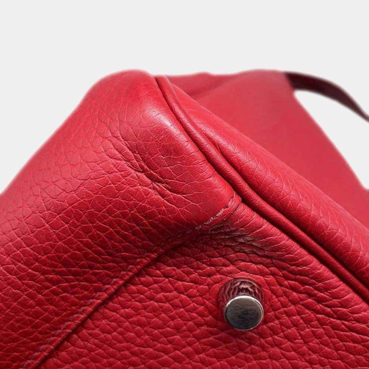 Pre Owned Hermes Rouge Casaque Taurillon Clemence Leather Lindy 34 Shoulder Bag