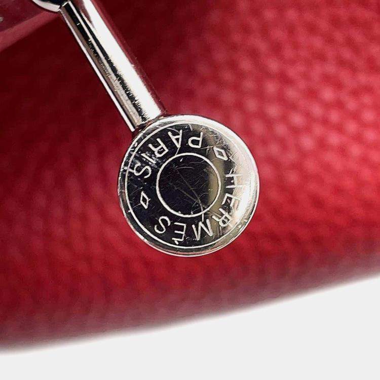 Pre Owned Hermes Rouge Casaque Taurillon Clemence Leather Lindy 34 Shoulder Bag