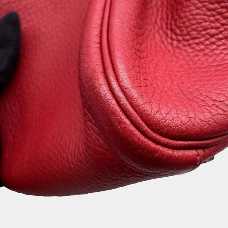 Pre Owned Hermes Rouge Casaque Taurillon Clemence Leather Lindy 34 Shoulder Bag
