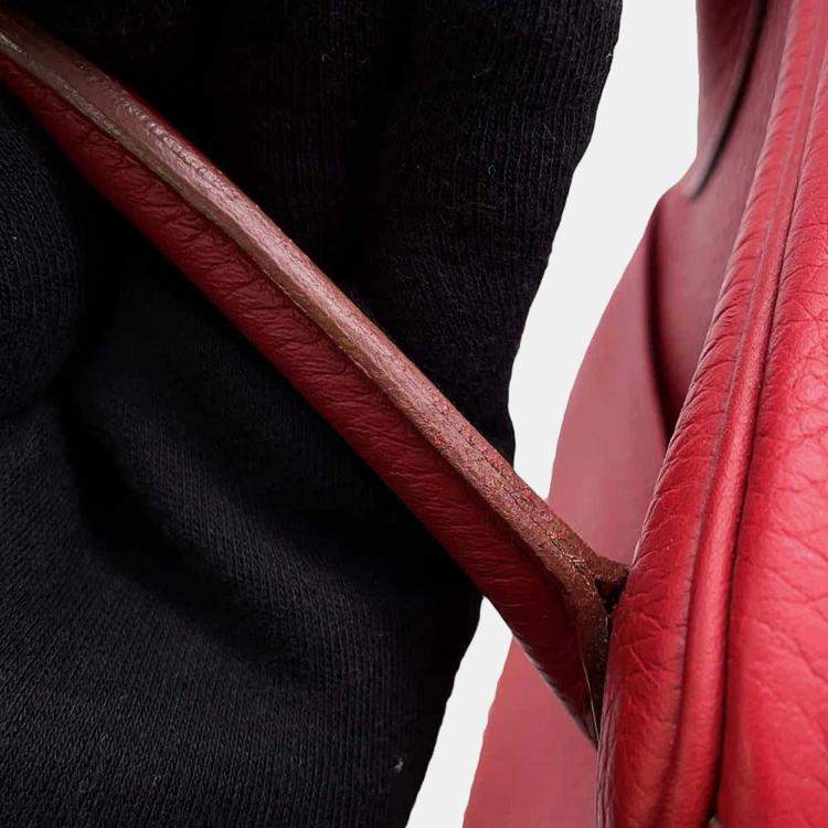 Pre Owned Hermes Rouge Casaque Taurillon Clemence Leather Lindy 34 Shoulder Bag