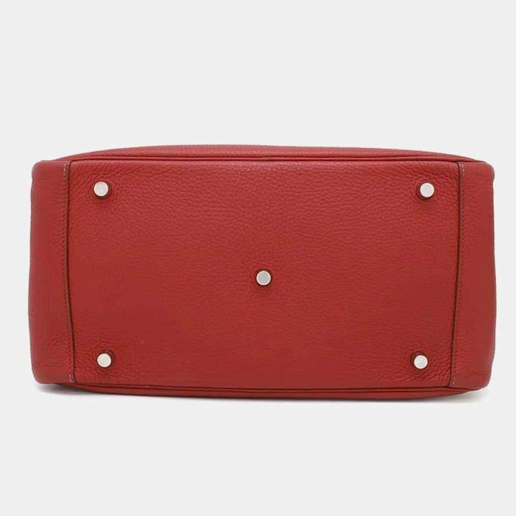 Pre Owned Hermes Rouge Casaque Taurillon Clemence Leather Lindy 34 Shoulder Bag