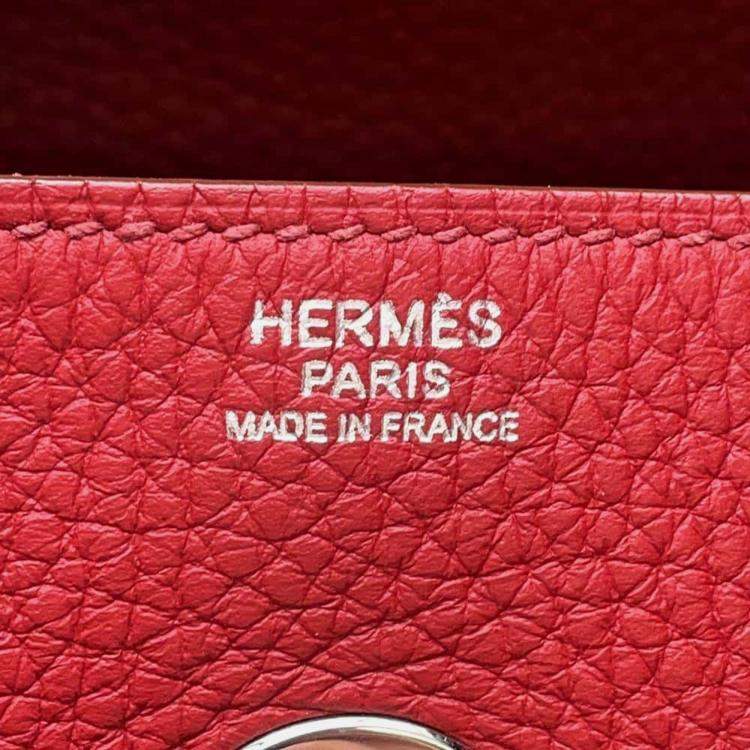 Pre Owned Hermes Rouge Casaque Taurillon Clemence Leather Lindy 34 Shoulder Bag