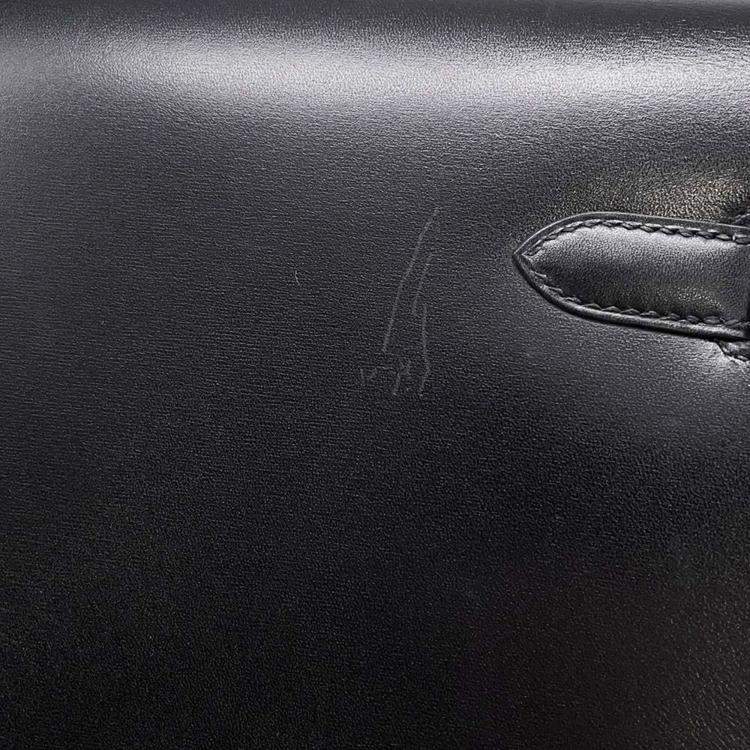 Pre Owned Hermes  Black Box Calf Leather 25 Kelly Depeche Clutch Bag