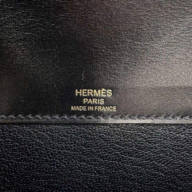 Pre Owned Hermes  Black Box Calf Leather 25 Kelly Depeche Clutch Bag