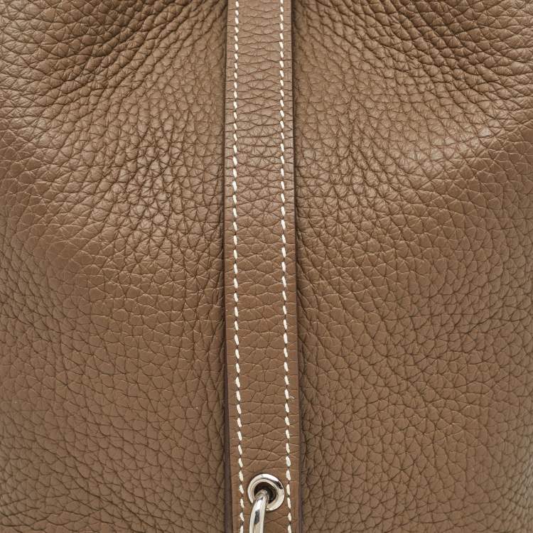 Pre Owned Hermes Etoupe Grey Taurillon Clemence Leather Picotin Lock 18 Bag