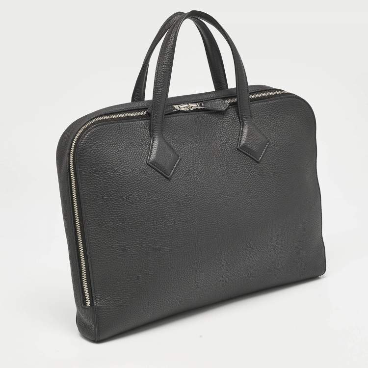 Pre Owned Hermes Noir Togo Leather Victoria Light Briefcase