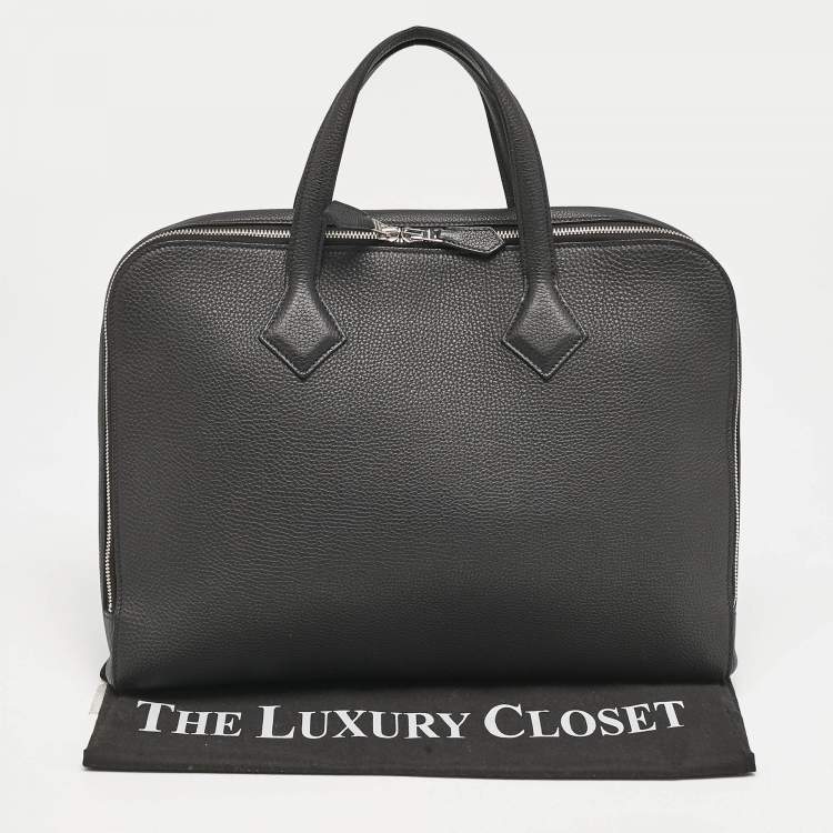Pre Owned Hermes Noir Togo Leather Victoria Light Briefcase