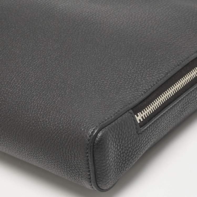 Pre Owned Hermes Noir Togo Leather Victoria Light Briefcase