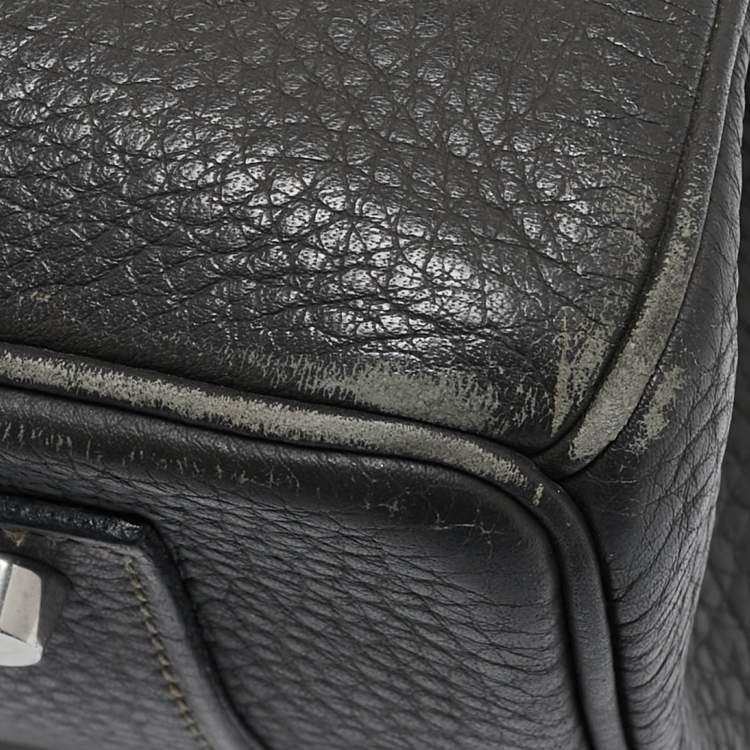 Pre Owned Hermes Graphite Taurillon Clemence Leather Palladium Finish JPG Shoulder Birkin 42 Bag