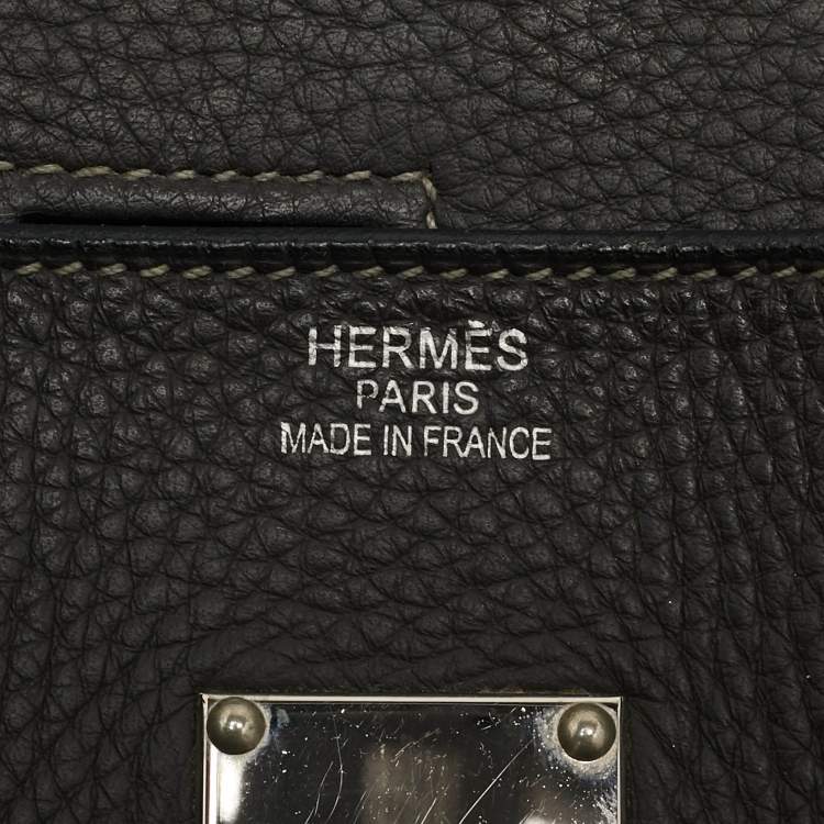Pre Owned Hermes Graphite Taurillon Clemence Leather Palladium Finish JPG Shoulder Birkin 42 Bag