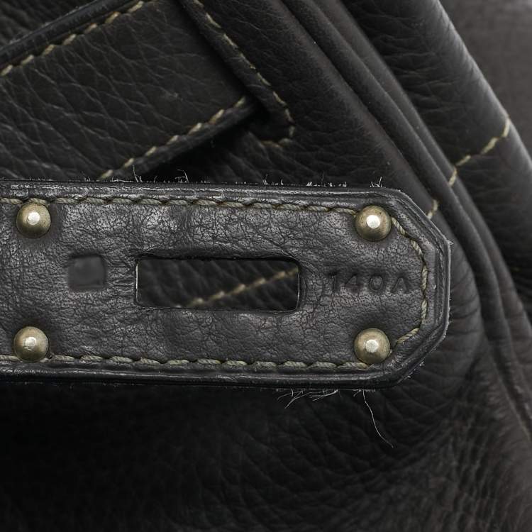 Pre Owned Hermes Graphite Taurillon Clemence Leather Palladium Finish JPG Shoulder Birkin 42 Bag