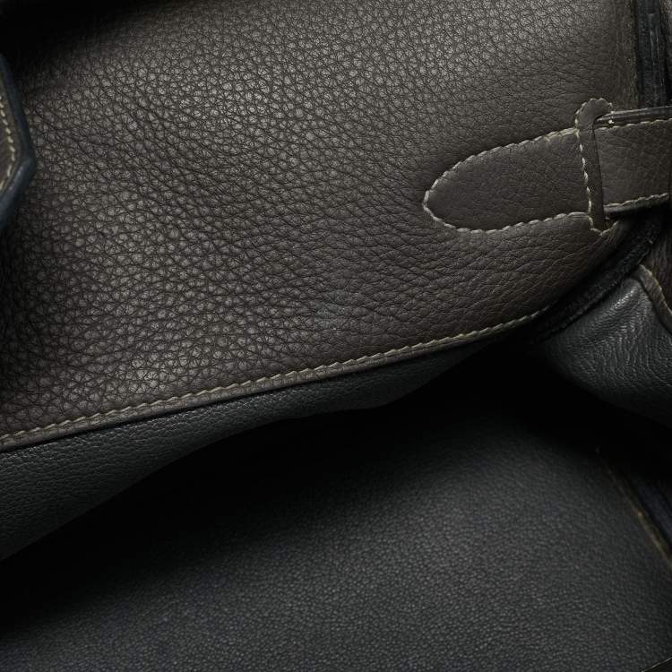 Pre Owned Hermes Graphite Taurillon Clemence Leather Palladium Finish JPG Shoulder Birkin 42 Bag