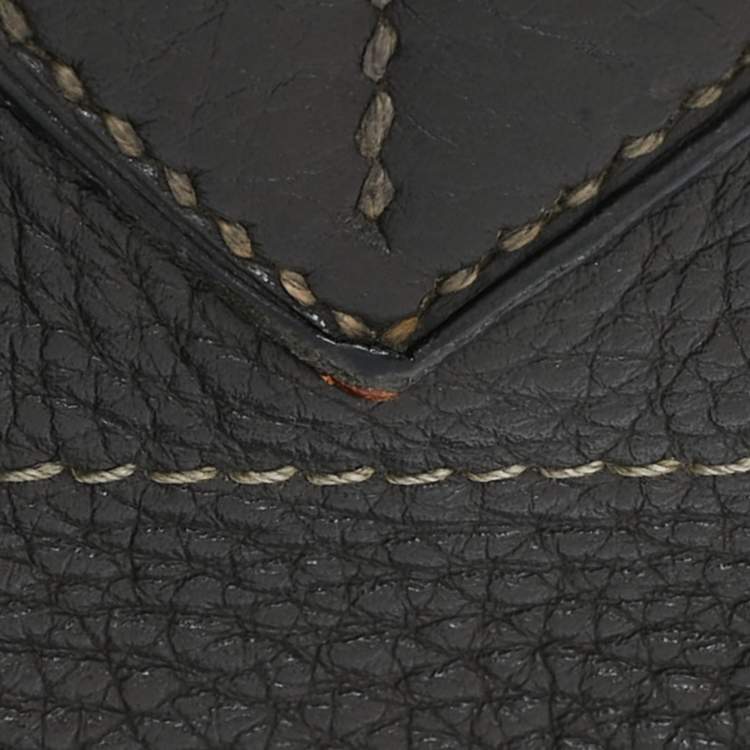Pre Owned Hermes Graphite Taurillon Clemence Leather Palladium Finish JPG Shoulder Birkin 42 Bag