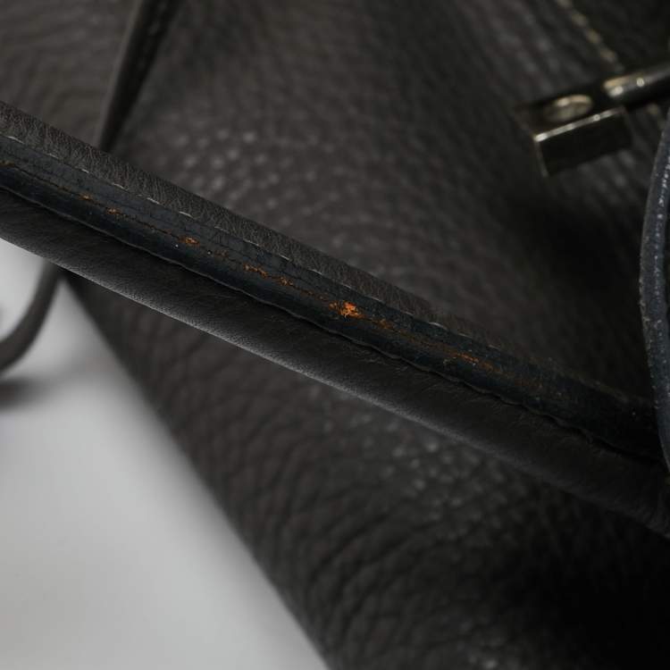 Pre Owned Hermes Graphite Taurillon Clemence Leather Palladium Finish JPG Shoulder Birkin 42 Bag