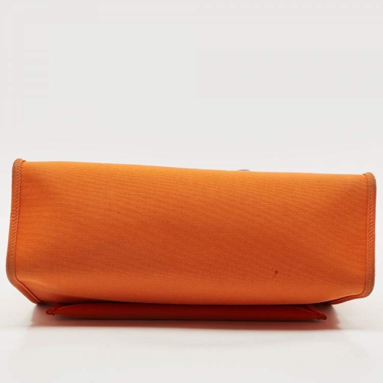 Pre Owned Hermes Orange/Natural Toile and Vache Hunter Herbag 31 Bag