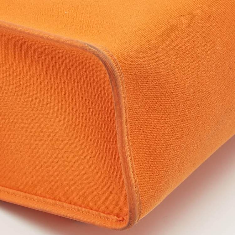 Pre Owned Hermes Orange/Natural Toile and Vache Hunter Herbag 31 Bag