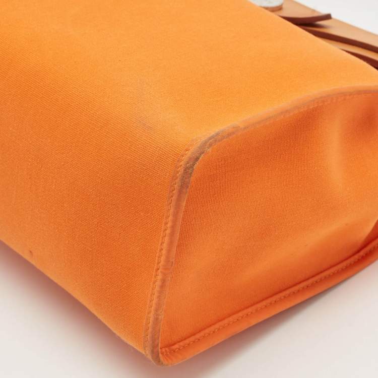 Pre Owned Hermes Orange/Natural Toile and Vache Hunter Herbag 31 Bag
