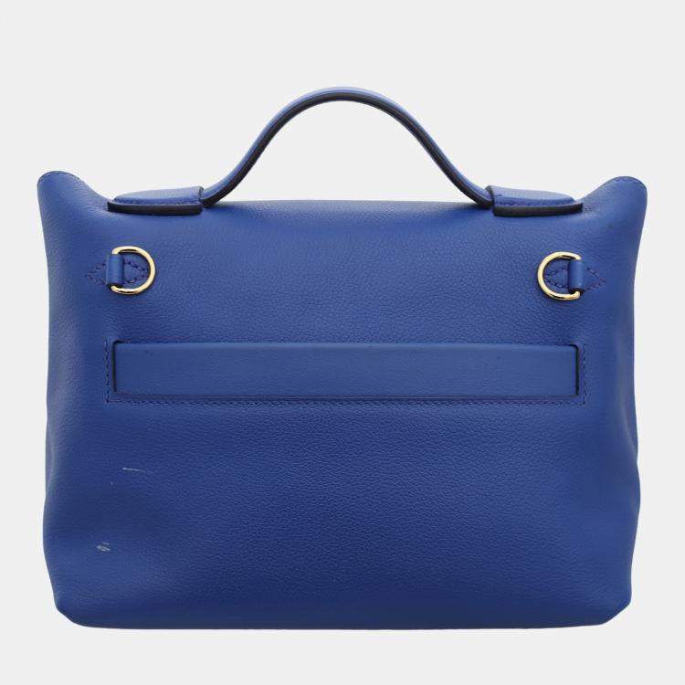 Pre Owned Hermes Blue Royal, Cuivre & Chai Evercolor and Swift Leather Tri-Color Mini 24/24 Shoulder Bag