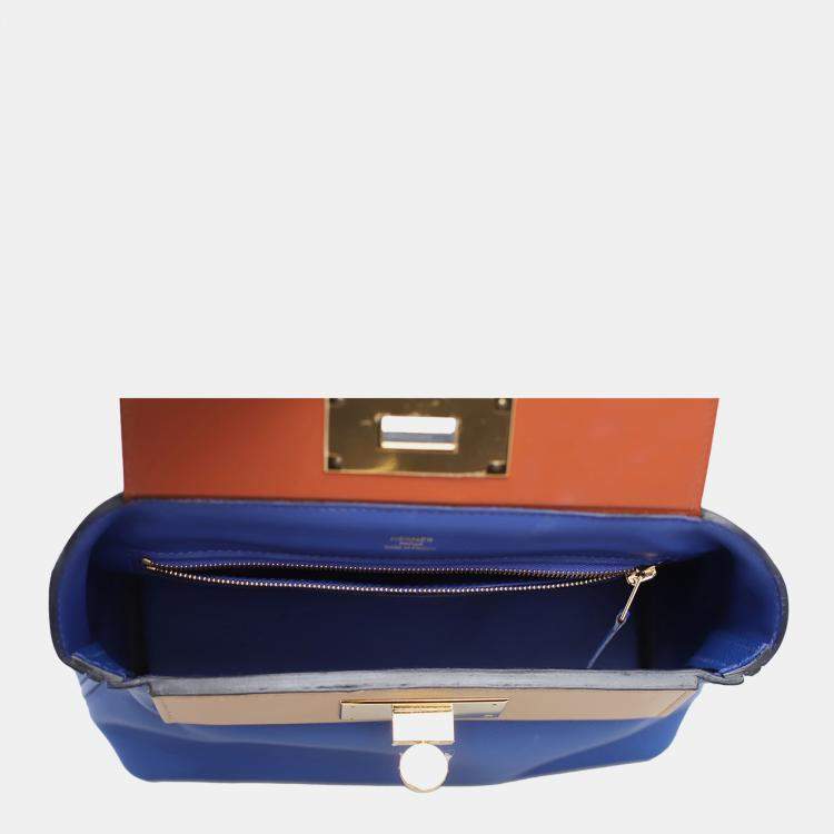 Pre Owned Hermes Blue Royal, Cuivre & Chai Evercolor and Swift Leather Tri-Color Mini 24/24 Shoulder Bag