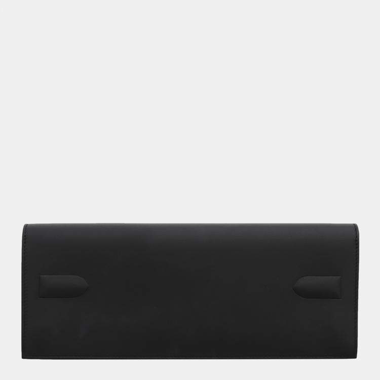 Pre Owned Hermes Noir Swift Leather Shadow Birkin Cut Clutch Bag