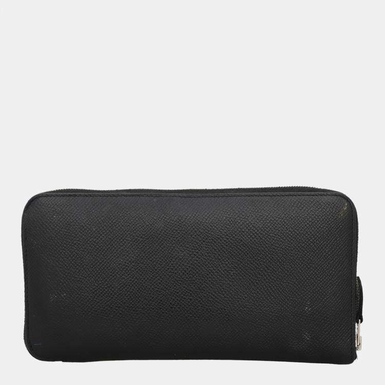 Pre Owned Hermes Black Leather Zipped Long Wallet