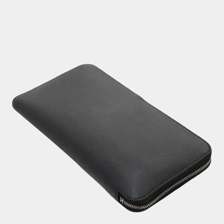 Pre Owned Hermes Black Leather Zipped Long Wallet