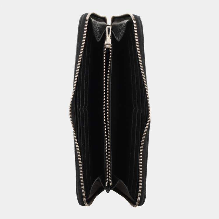 Pre Owned Hermes Black Leather Zipped Long Wallet