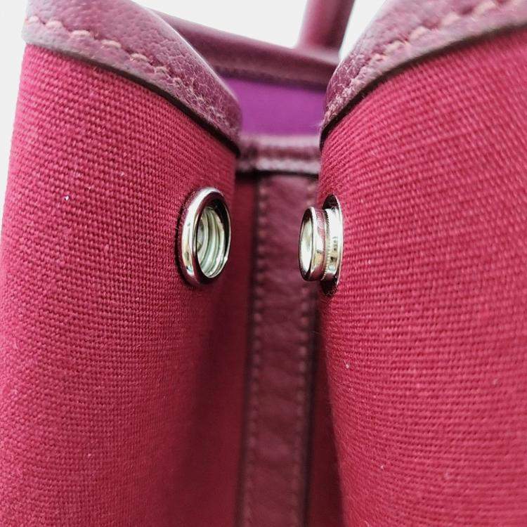 Pre Owned Hermes Red Leather Garden Party 36 bag