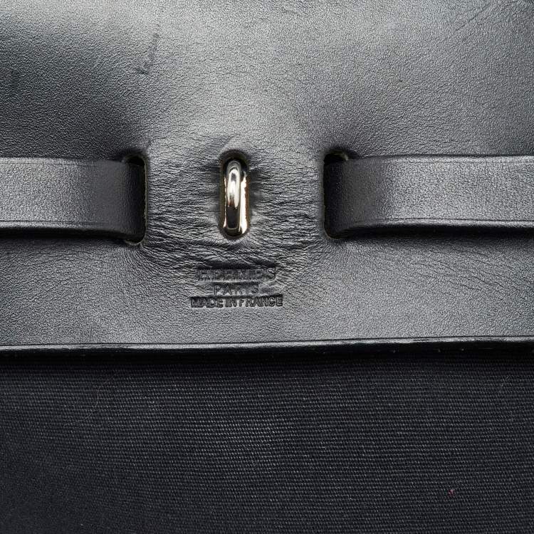 Pre Owned Hermes Black Toile Canvas and Vache Hunter 2in1 Herbag PM Backpack
