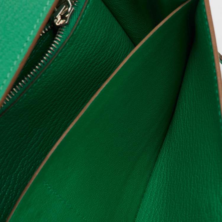 Pre Owned Hermes Menthe Chevre Mysore Leather Kelly Classic Wallet