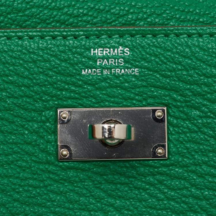 Pre Owned Hermes Menthe Chevre Mysore Leather Kelly Classic Wallet