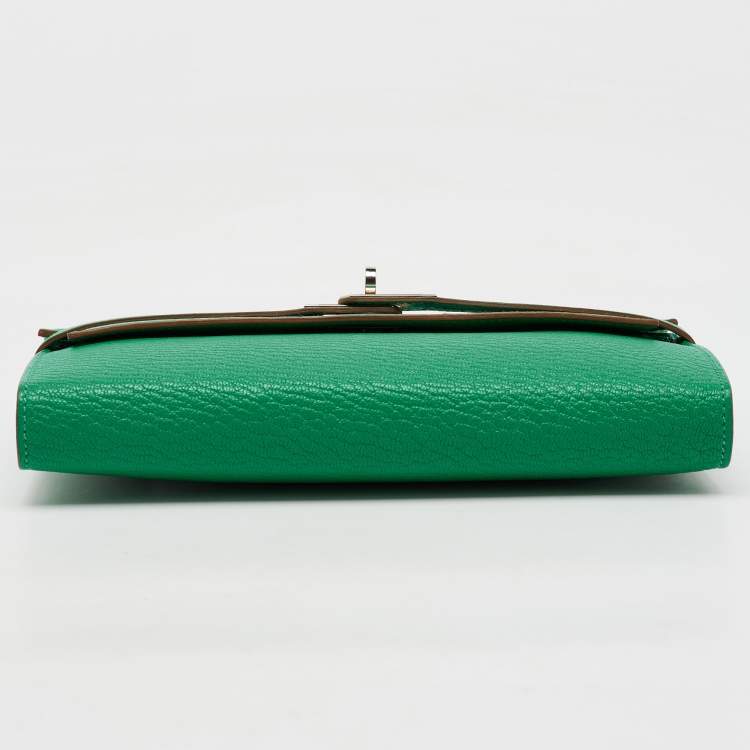 Pre Owned Hermes Menthe Chevre Mysore Leather Kelly Classic Wallet