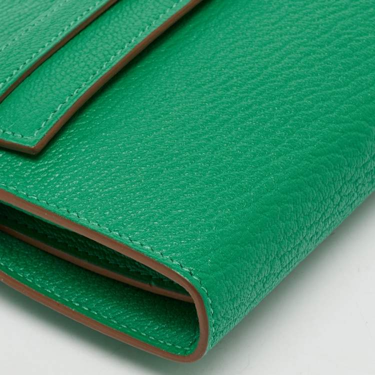 Pre Owned Hermes Menthe Chevre Mysore Leather Kelly Classic Wallet