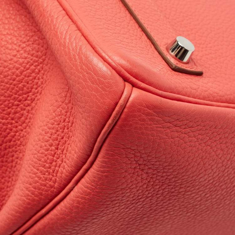 Pre Owned Hermes Rose Jaipur/Argile/Etoupe Taurillon Clemence and Swift Leather Brushed Palladium Finish Birkin 35 Bag