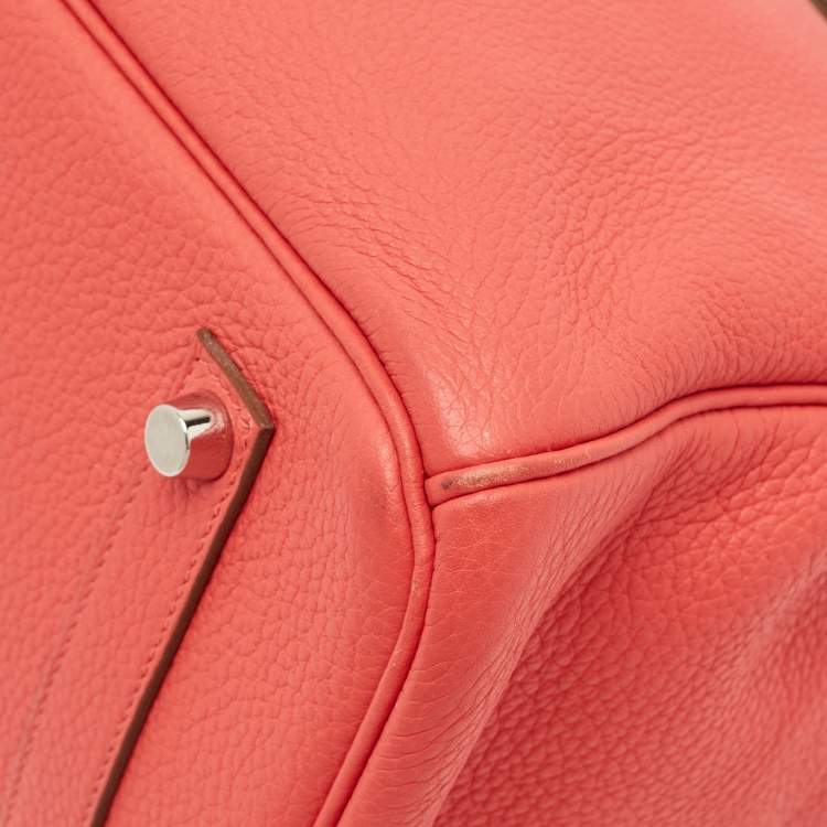 Pre Owned Hermes Rose Jaipur/Argile/Etoupe Taurillon Clemence and Swift Leather Brushed Palladium Finish Birkin 35 Bag