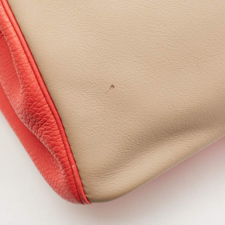 Pre Owned Hermes Rose Jaipur/Argile/Etoupe Taurillon Clemence and Swift Leather Brushed Palladium Finish Birkin 35 Bag