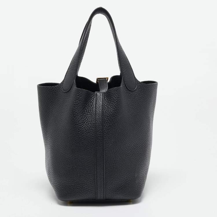 Pre Owned Hermès Noir Taurillon Clemence Leather Picotin Lock 18 Bag