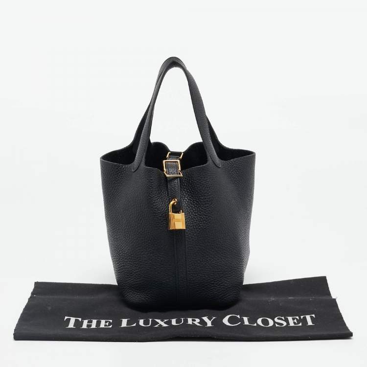 Pre Owned Hermès Noir Taurillon Clemence Leather Picotin Lock 18 Bag