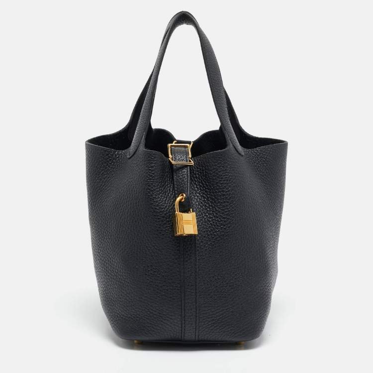 Pre Owned Hermès Noir Taurillon Clemence Leather Picotin Lock 18 Bag