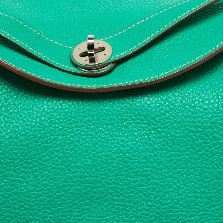 Pre Owned Hermes Menthe/Gris Tourterelle Taurillon Clemence Leather Palladium Finish Lindy 34 Bag