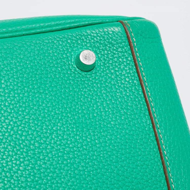 Pre Owned Hermes Menthe/Gris Tourterelle Taurillon Clemence Leather Palladium Finish Lindy 34 Bag