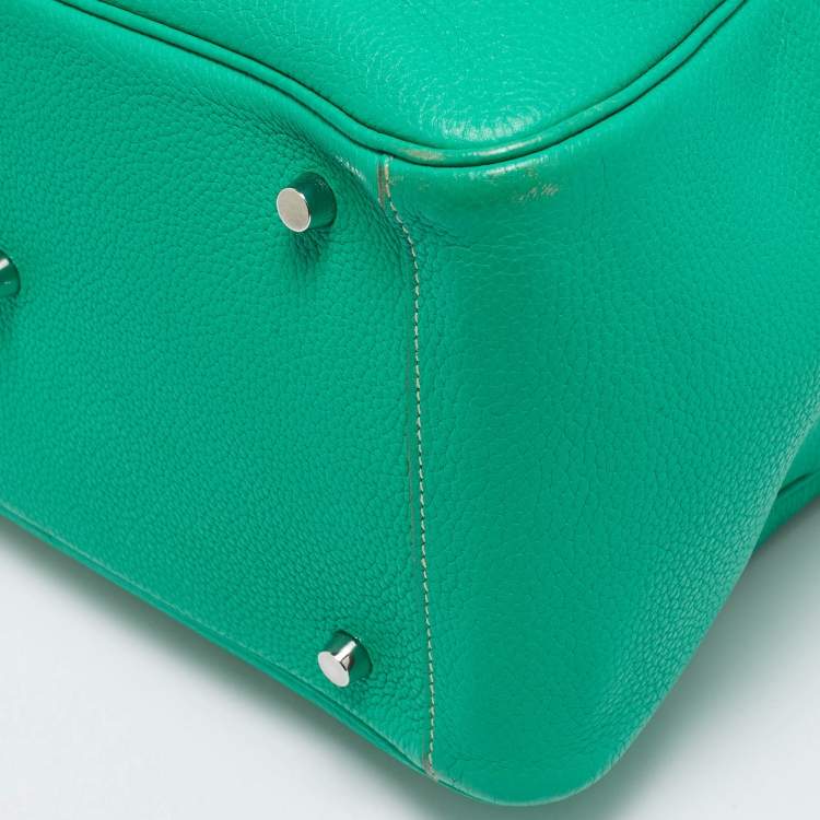 Pre Owned Hermes Menthe/Gris Tourterelle Taurillon Clemence Leather Palladium Finish Lindy 34 Bag